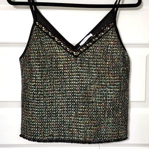 Zara Tweed Sequin V-Neck Tank